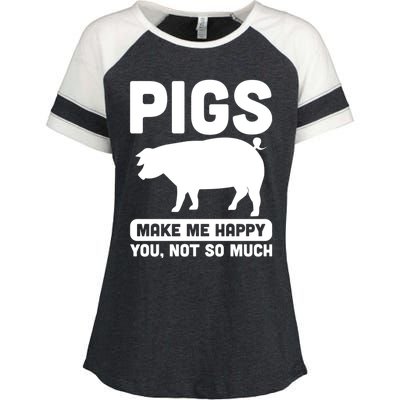 Funny Pigs Make me Happy Design for Pig Farmers Enza Ladies Jersey Colorblock Tee