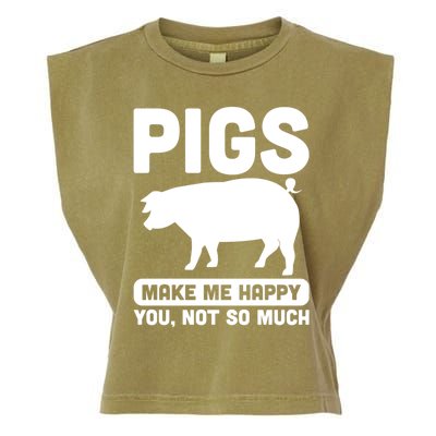 Funny Pigs Make me Happy Design for Pig Farmers Garment-Dyed Women's Muscle Tee