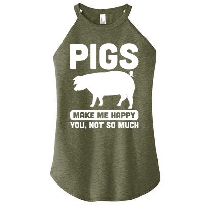 Funny Pigs Make me Happy Design for Pig Farmers Women's Perfect Tri Rocker Tank