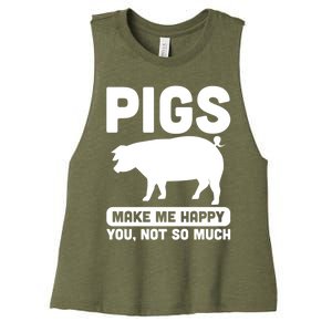 Funny Pigs Make me Happy Design for Pig Farmers Women's Racerback Cropped Tank