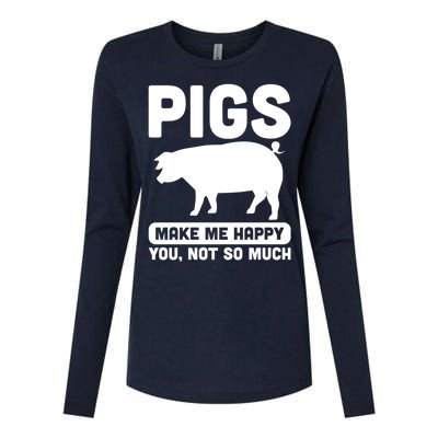 Funny Pigs Make me Happy Design for Pig Farmers Womens Cotton Relaxed Long Sleeve T-Shirt