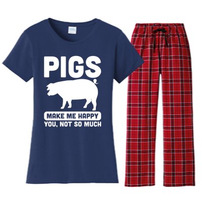 Funny Pigs Make me Happy Design for Pig Farmers Women's Flannel Pajama Set