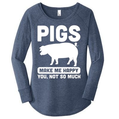 Funny Pigs Make me Happy Design for Pig Farmers Women's Perfect Tri Tunic Long Sleeve Shirt