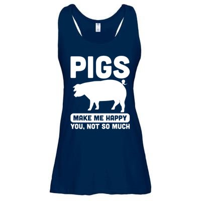 Funny Pigs Make me Happy Design for Pig Farmers Ladies Essential Flowy Tank