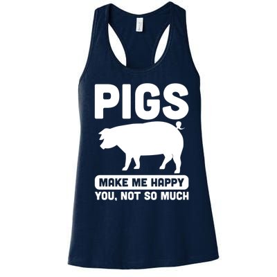 Funny Pigs Make me Happy Design for Pig Farmers Women's Racerback Tank