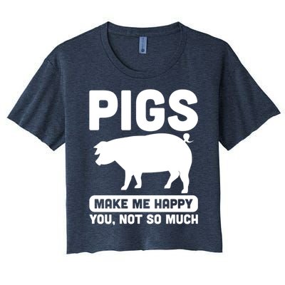 Funny Pigs Make me Happy Design for Pig Farmers Women's Crop Top Tee