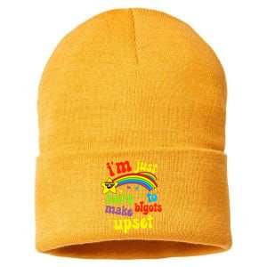 Funny Pride Month Lgbt Ally Rights Rainbow Equality Sustainable Knit Beanie