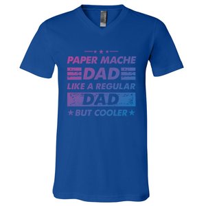 Funny Paper Mache Dad Like A Regular Dad But Cooler Gift V-Neck T-Shirt