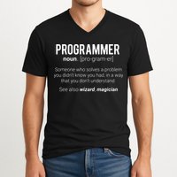 Funny Programmer Meaning Design Programmer Noun Defintion V-Neck T-Shirt