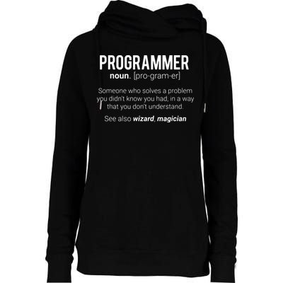 Funny Programmer Meaning Design Programmer Noun Defintion Womens Funnel Neck Pullover Hood