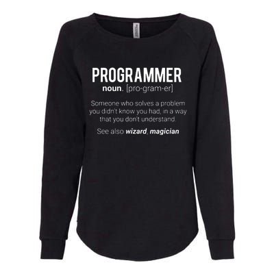 Funny Programmer Meaning Design Programmer Noun Defintion Womens California Wash Sweatshirt