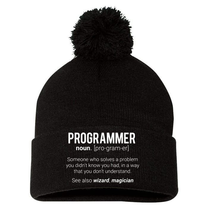 Funny Programmer Meaning Design Programmer Noun Defintion Pom Pom 12in Knit Beanie