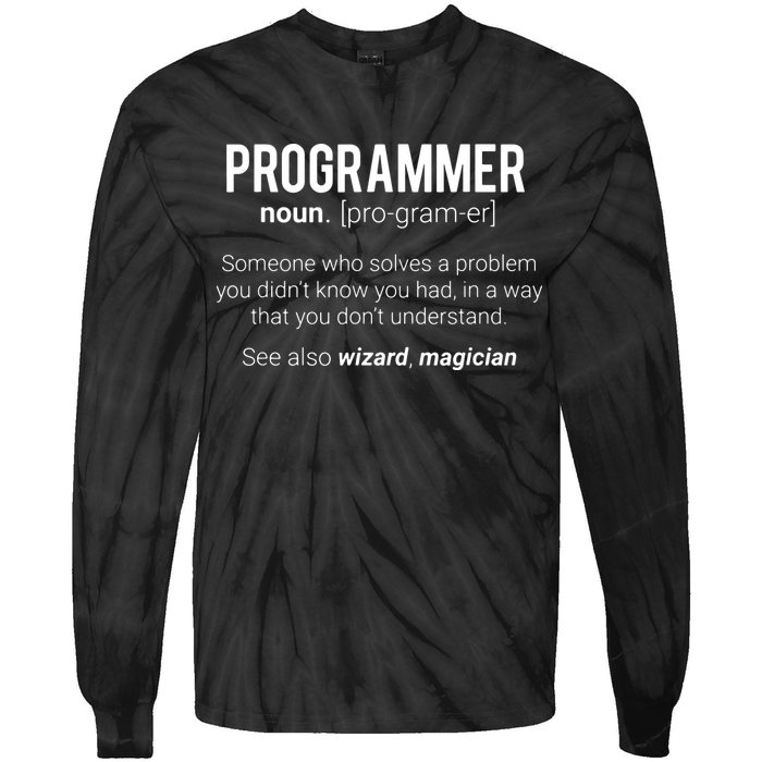 Funny Programmer Meaning Design Programmer Noun Defintion Tie-Dye Long Sleeve Shirt