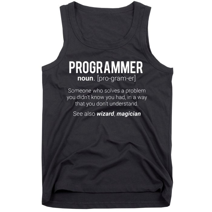 Funny Programmer Meaning Design Programmer Noun Defintion Tank Top