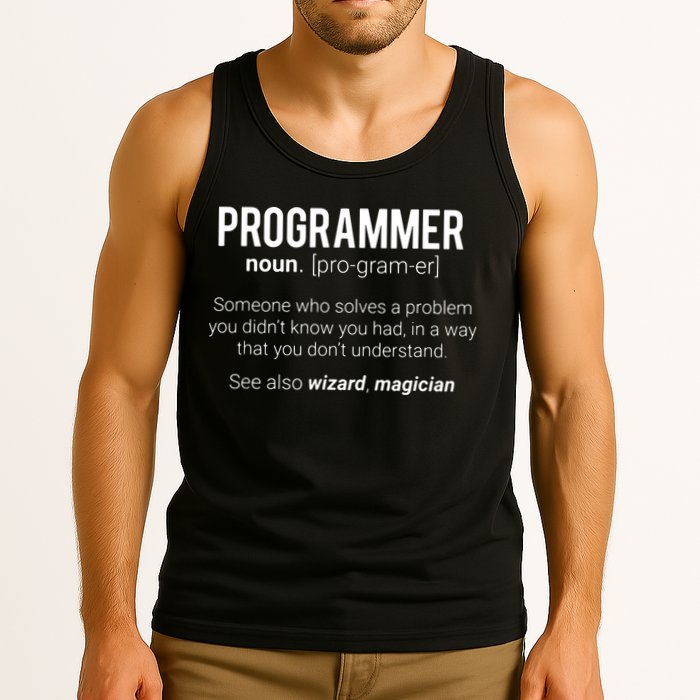 Funny Programmer Meaning Design Programmer Noun Defintion Tank Top