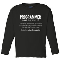 Funny Programmer Meaning Design Programmer Noun Defintion Toddler Long Sleeve Shirt