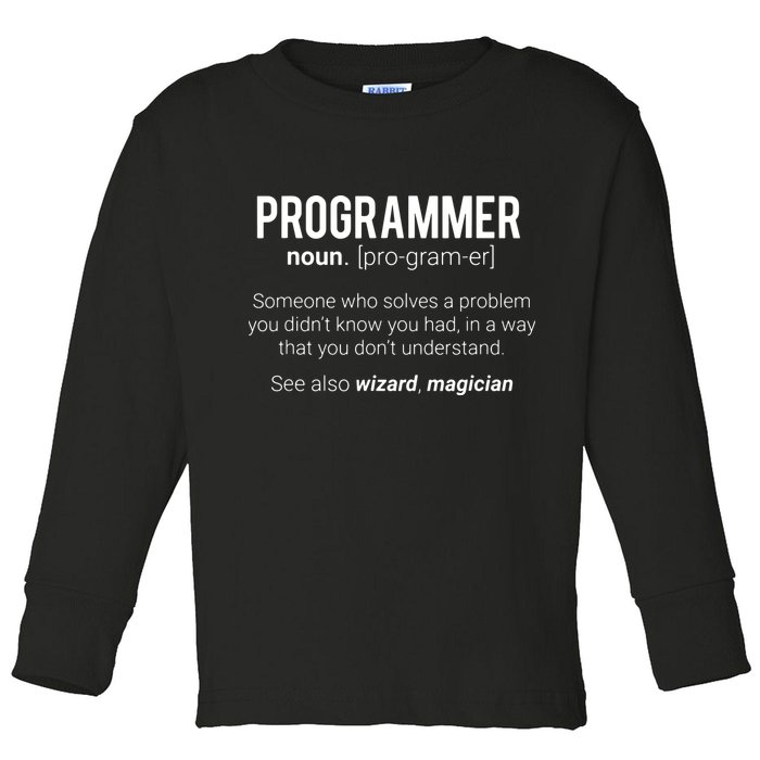 Funny Programmer Meaning Design Programmer Noun Defintion Toddler Long Sleeve Shirt