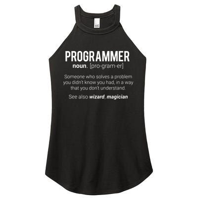 Funny Programmer Meaning Design Programmer Noun Defintion Women's Perfect Tri Rocker Tank