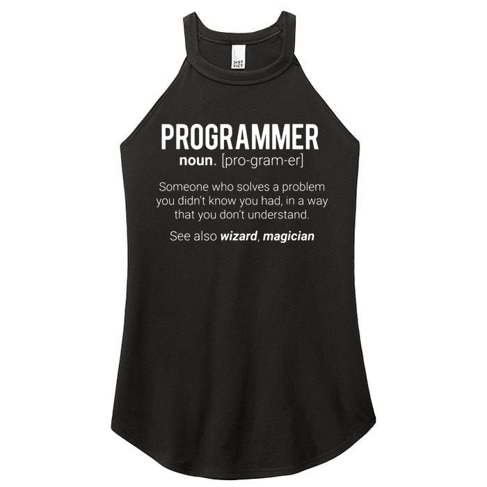 Funny Programmer Meaning Design Programmer Noun Defintion Women's Perfect Tri Rocker Tank