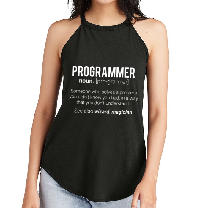 Funny Programmer Meaning Design Programmer Noun Defintion Women's Perfect Tri Rocker Tank