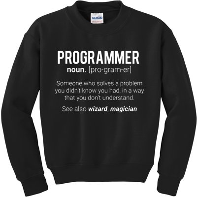 Funny Programmer Meaning Design Programmer Noun Defintion Kids Sweatshirt