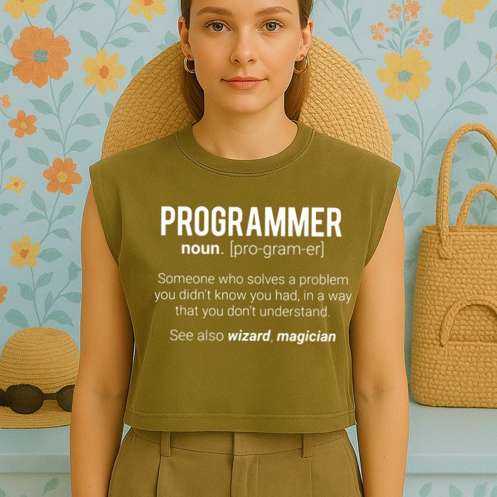 Funny Programmer Meaning Design Programmer Noun Defintion Garment-Dyed Women's Muscle Tee
