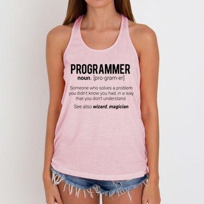 Funny Programmer Meaning Design Programmer Noun Defintion Women's Knotted Racerback Tank