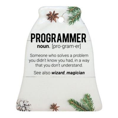 Funny Programmer Meaning Design Programmer Noun Defintion Ceramic Bell Ornament