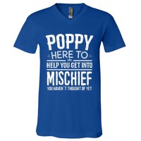 Funny Poppy Mischief Design Idea Fathers Day Poppy Cute Gift V-Neck T-Shirt