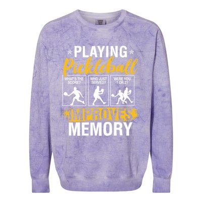 Funny Pickleball Memory Graphic Pickleball Player Cool Gift Colorblast Crewneck Sweatshirt