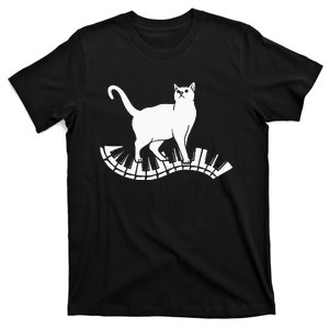 Funny Piano Music Cat Design Cat Piano Lovers T-Shirt