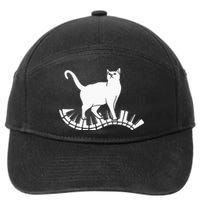 Funny Piano Music Cat Design Cat Piano Lovers 7-Panel Snapback Hat