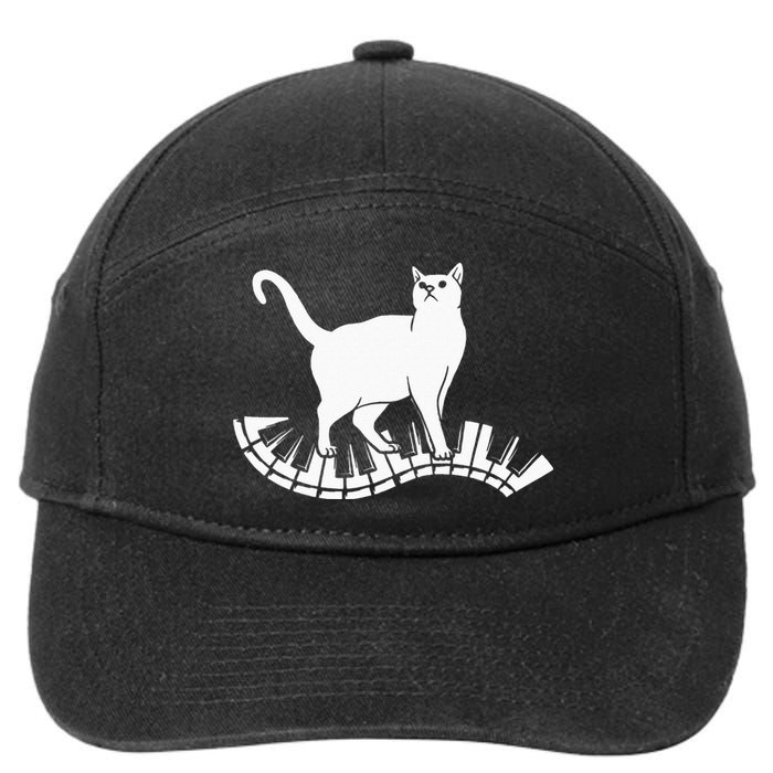 Funny Piano Music Cat Design Cat Piano Lovers 7-Panel Snapback Hat