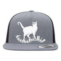 Funny Piano Music Cat Design Cat Piano Lovers Flat Bill Trucker Hat