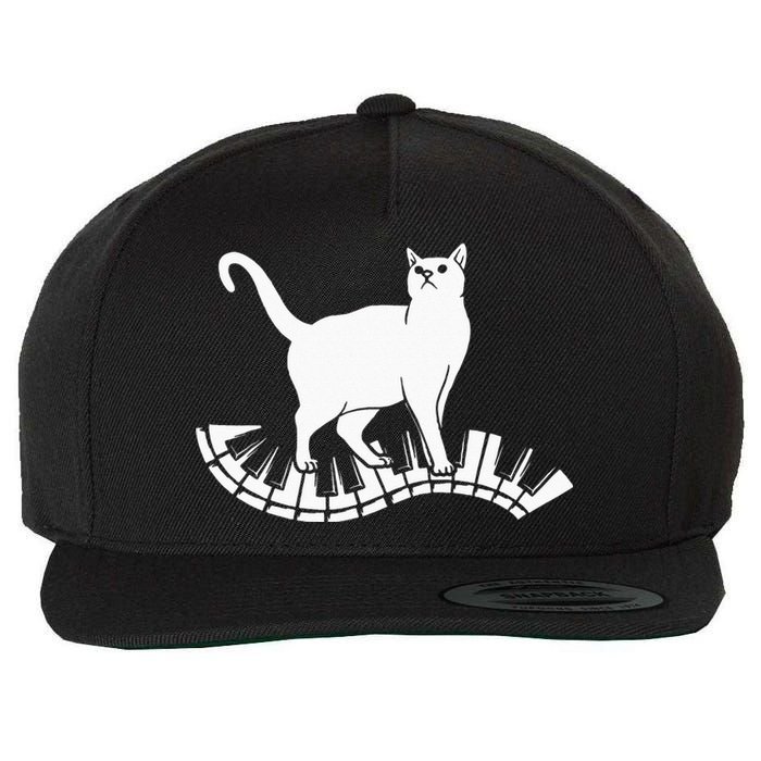 Funny Piano Music Cat Design Cat Piano Lovers Wool Snapback Cap