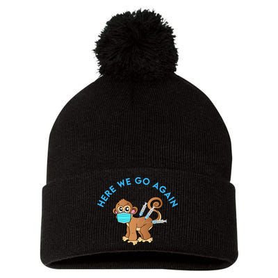 Funny Monkeypox Virus Pom Pom 12in Knit Beanie