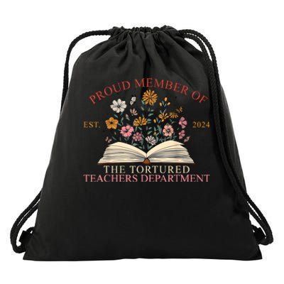 Funny Proud Member Of The Tortured Teachers Department Drawstring Bag