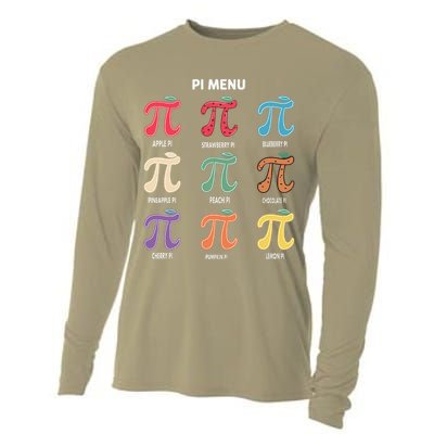 Funny Pi Menu Math Nerd present for Pi Day and Teachers Cooling Performance Long Sleeve Crew