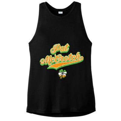 Funny Pat McCrotch St. Patricks Day Shamrock Ladies PosiCharge Tri-Blend Wicking Tank