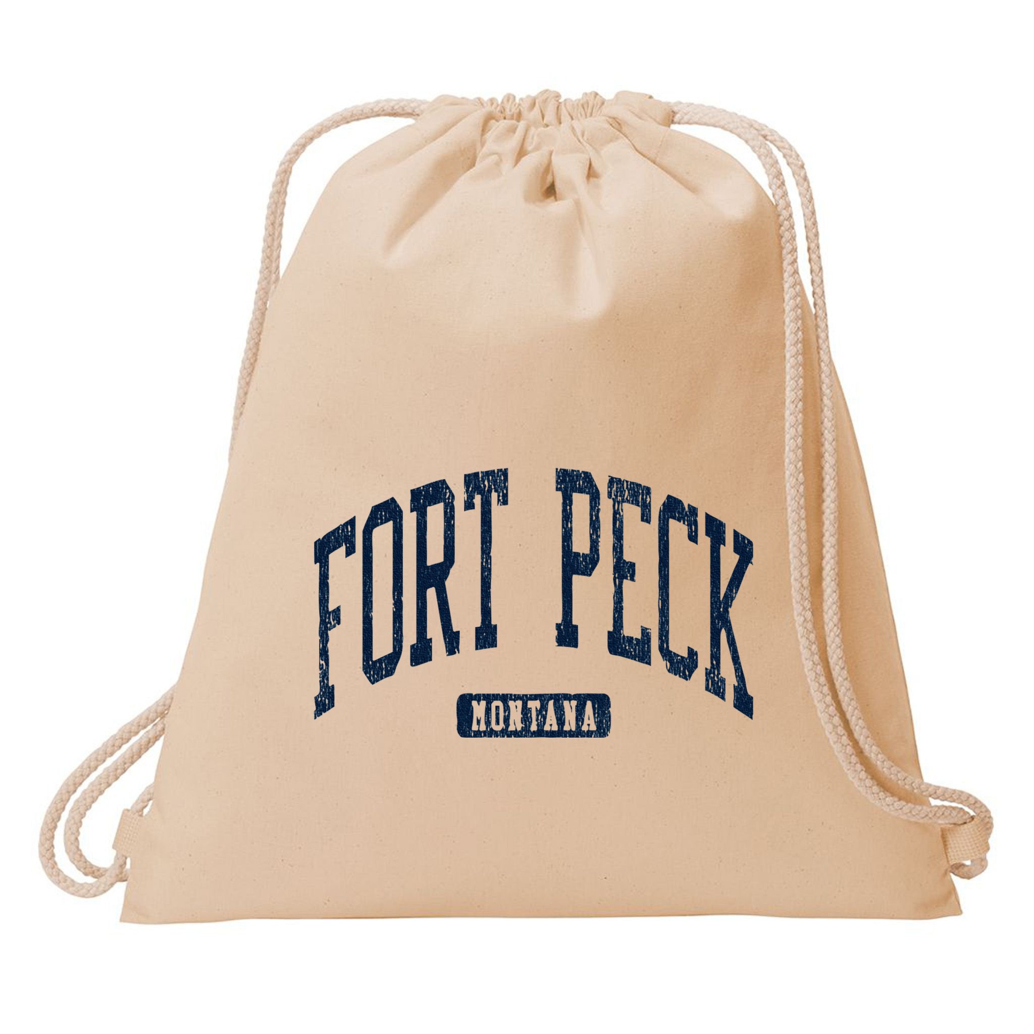 Fort Peck Montana Mt Style Blue Drawstring Bag