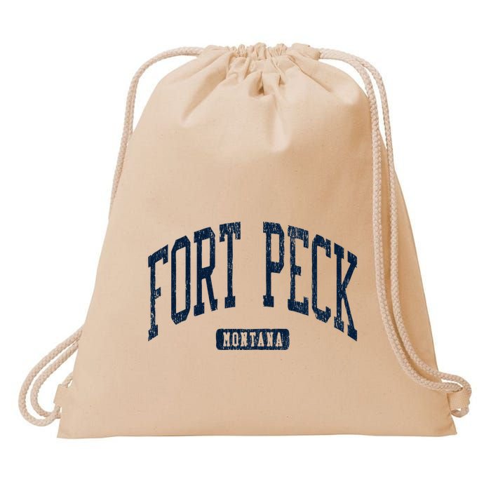 Fort Peck Montana Mt Style Blue Drawstring Bag