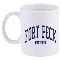 Fort Peck Montana Mt Style Blue 11oz C Handle Ceramic Mug