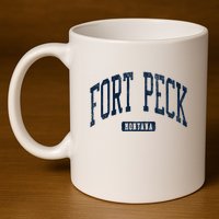 Fort Peck Montana Mt Style Blue 11oz C Handle Ceramic Mug
