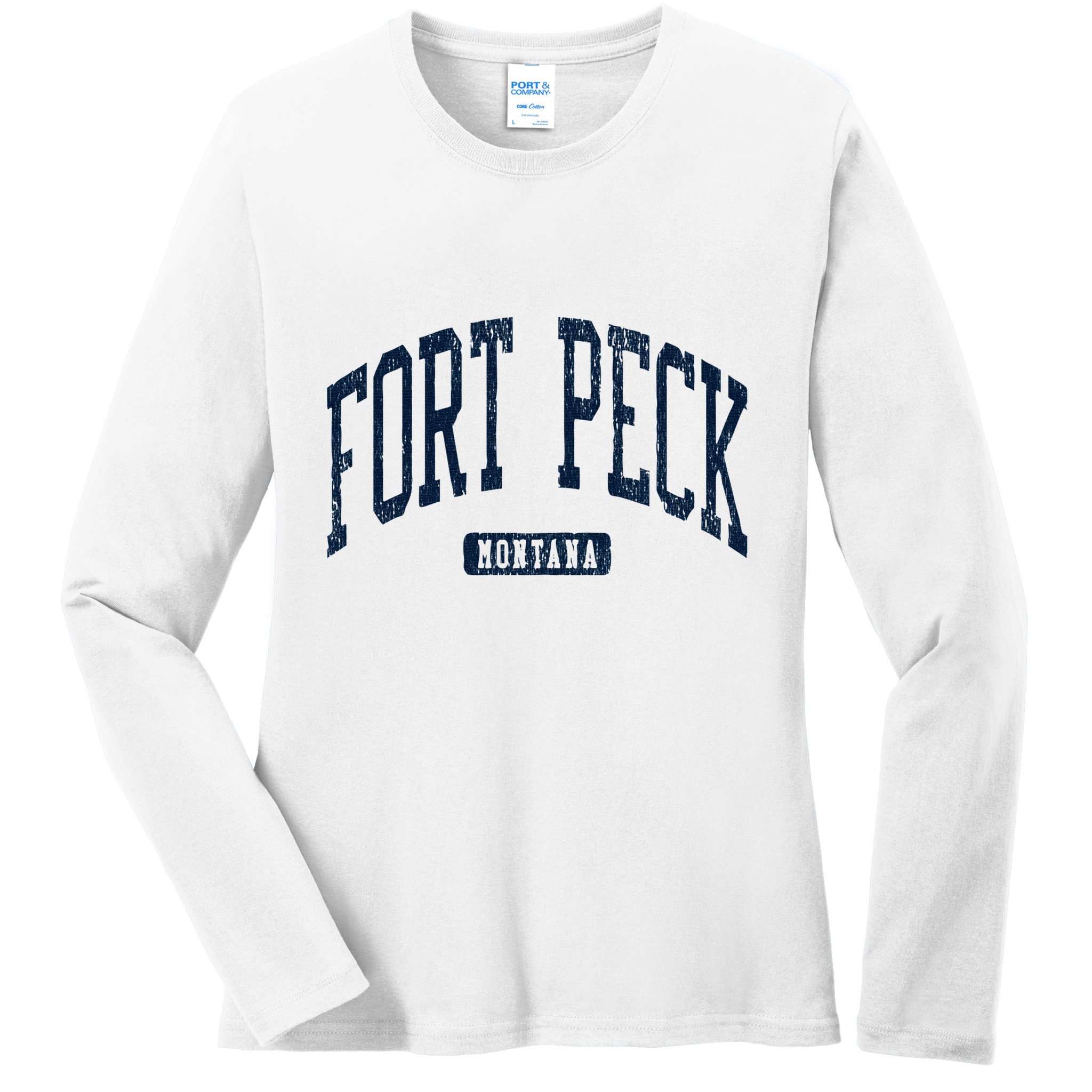 Fort Peck Montana Mt Style Blue Ladies Long Sleeve Shirt