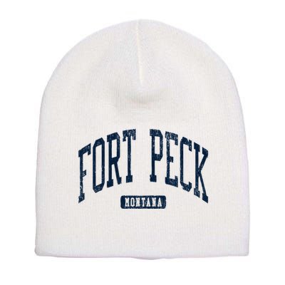 Fort Peck Montana Mt Style Blue Short Acrylic Beanie