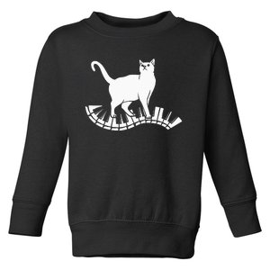 Funny Piano Music Cat Design  Cat Piano Lovers Toddler Sweatshirt