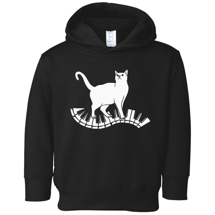 Funny Piano Music Cat Design  Cat Piano Lovers Toddler Hoodie