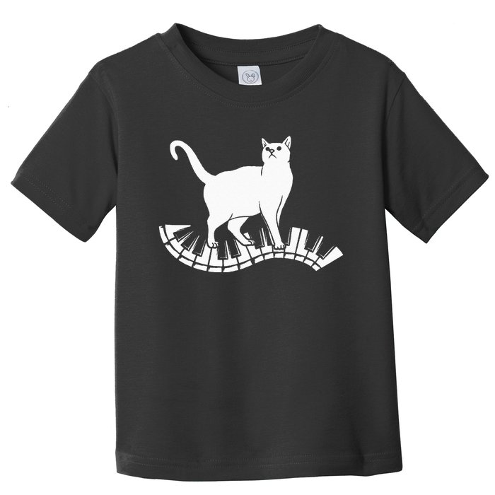 Funny Piano Music Cat Design  Cat Piano Lovers Toddler T-Shirt