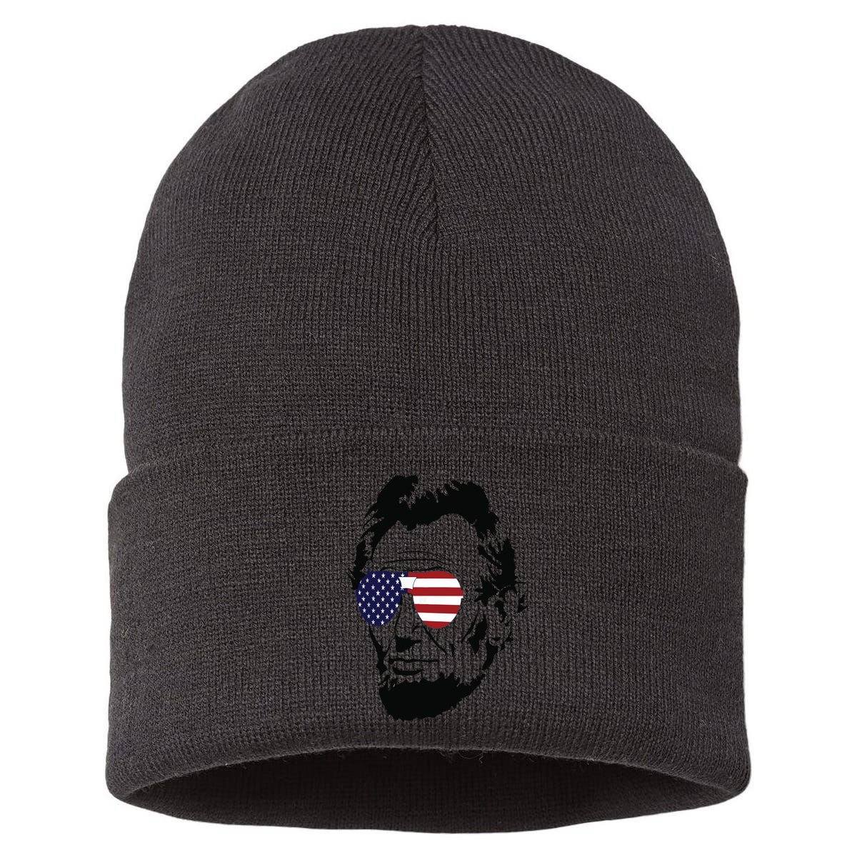 Funny Patriot Merica Abe Lincoln Americana Sustainable Knit Beanie