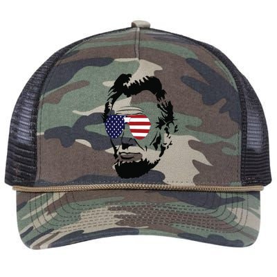 Funny Patriot Merica Abe Lincoln Americana Retro Rope Trucker Hat Cap